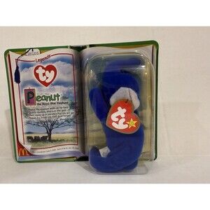 RARE Ty Teenie Legends Peanuts the Royal Blue Elephant DOB 01/25/95 W/ Error